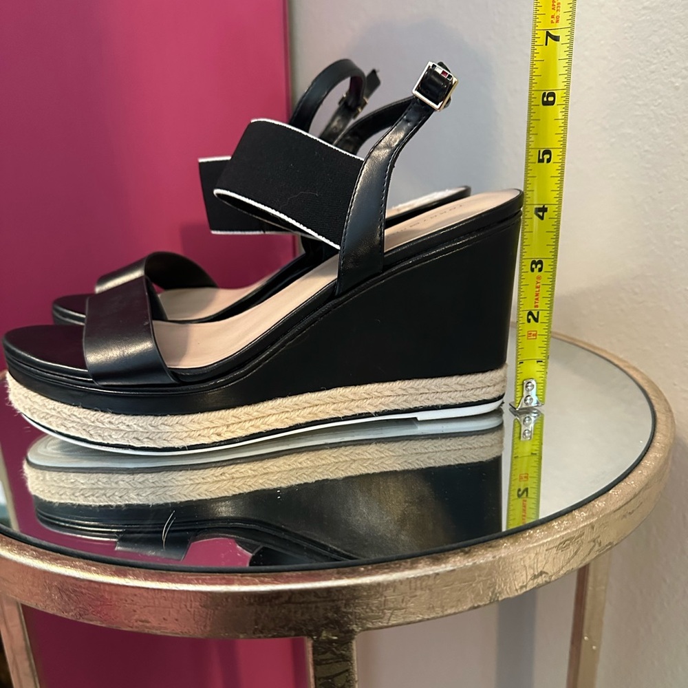 Tommy Hilfiger black and white wedge. Size 10.